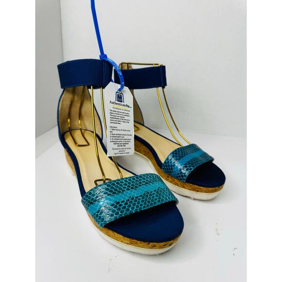 Jimmy Choo Blue Watersnake Neat Ankle Strap  Platform Sandals Size 40.5 (US10.5) - Picture 12 of 13